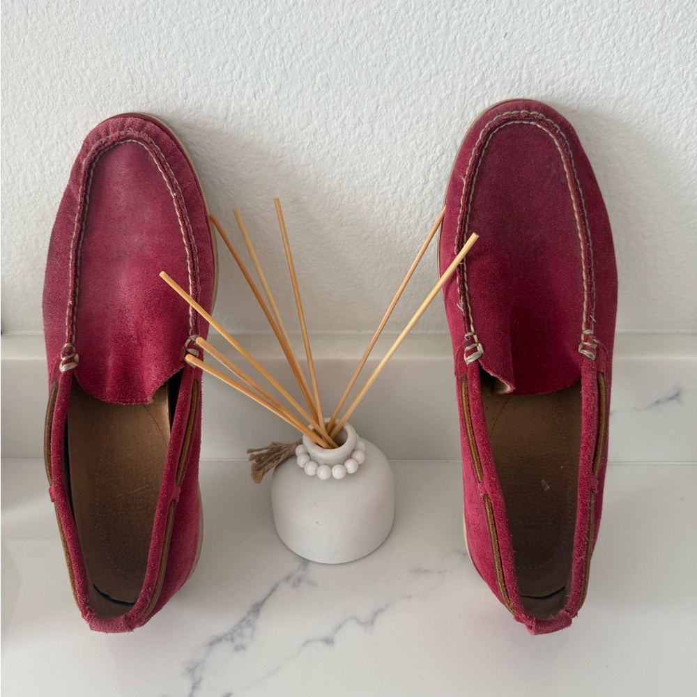 Black Red Suede Slip-On Shoes